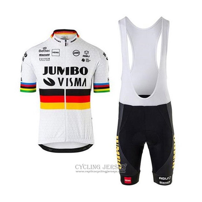 2020 Cycling Jersey Jumbo Visma Champion Germany Short Sleeve And Bib Short